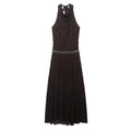 Spring French Halter Jacquard Sleeveless off Shoulder High Grade Waist Dress