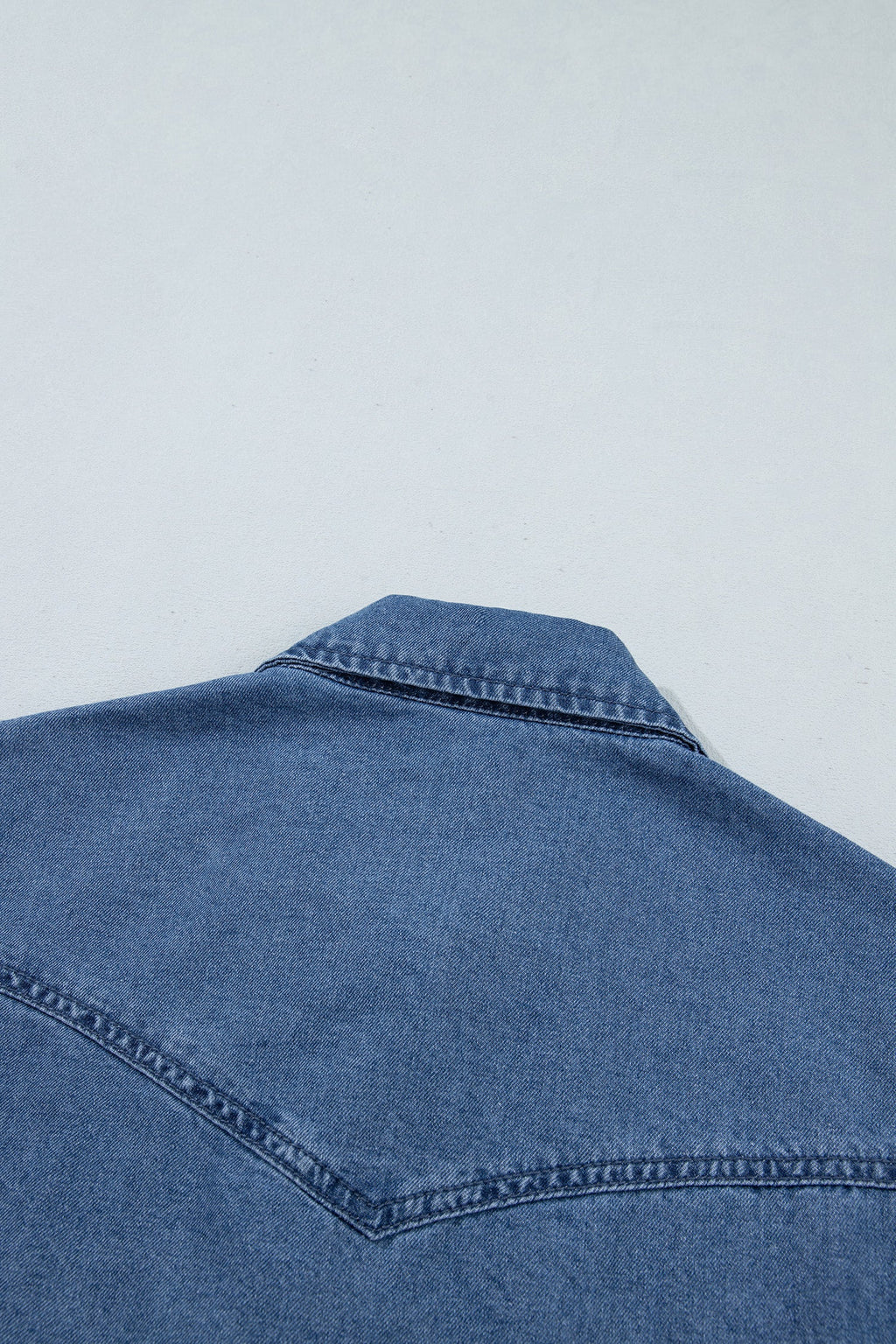 Dusk Blue Western Embroidered Collar Long Sleeve Denim Shirt