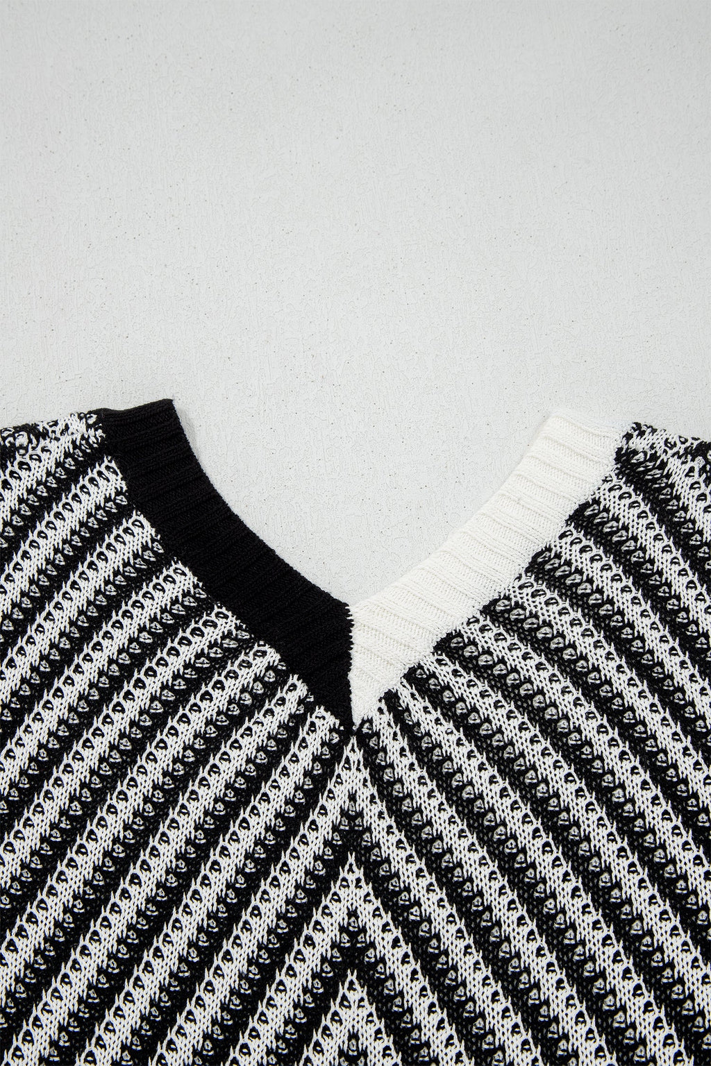 Black Contrast Chevron Knit V Neck Sweater Vest