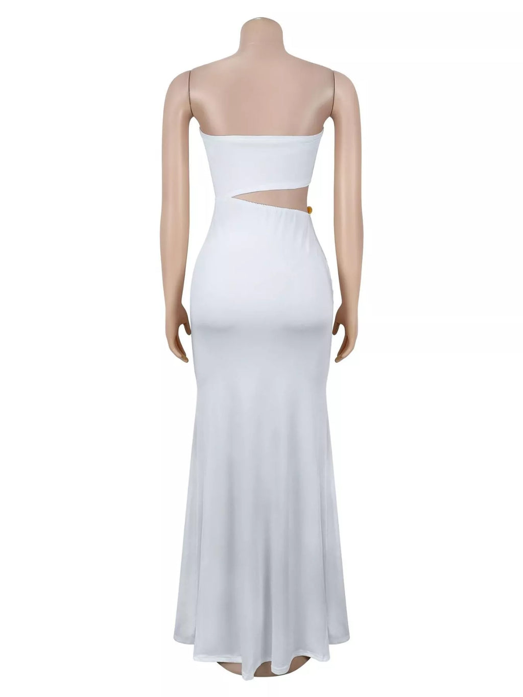 Strapless Cut-out Maxi Dress with Ruched Detail