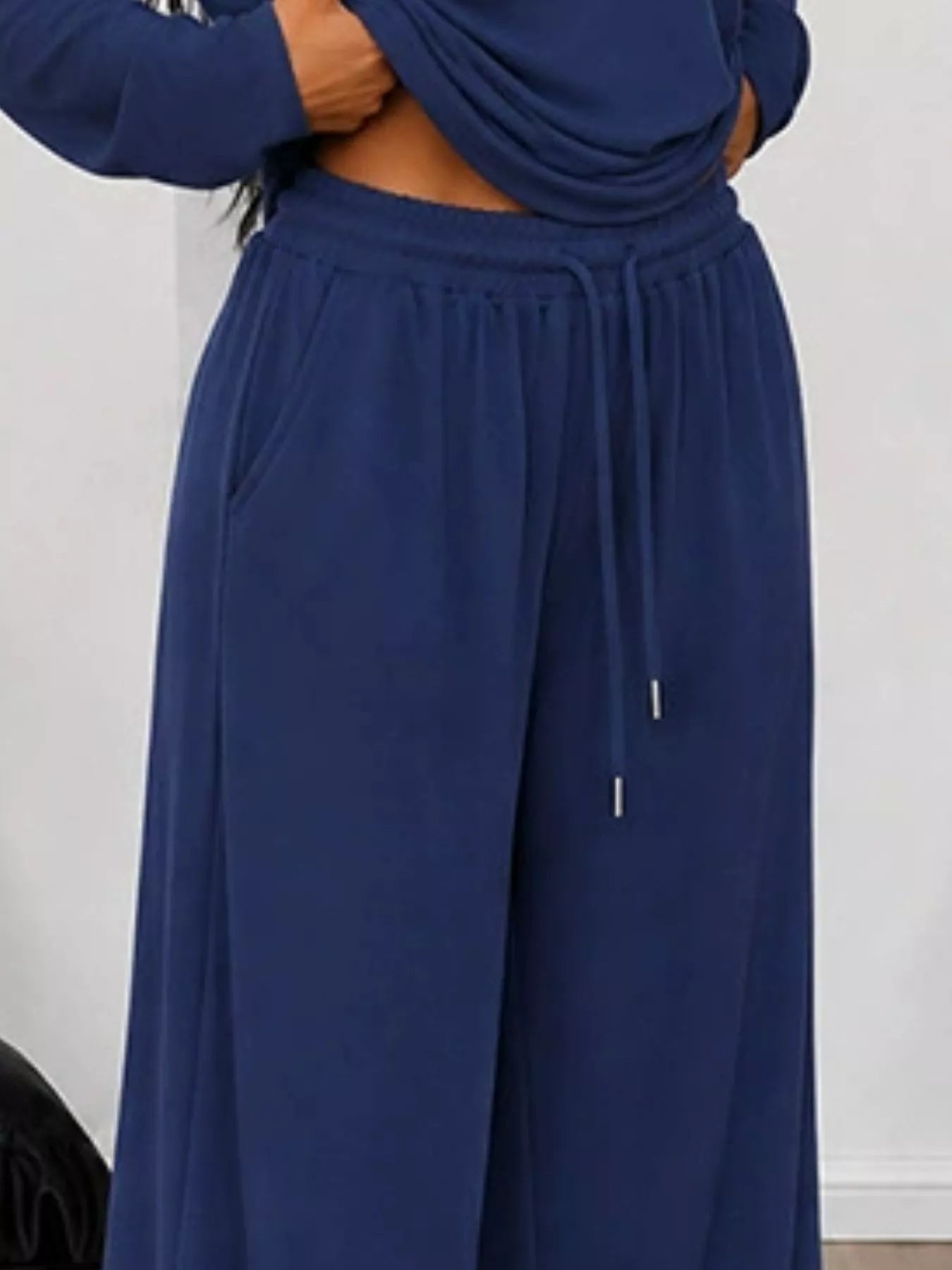 Full Size One-Shoulder Top and Drawstring Pants Set Plus Size