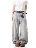 Men's Full Size Vintage Wash Wide Leg Jeans Plus Size