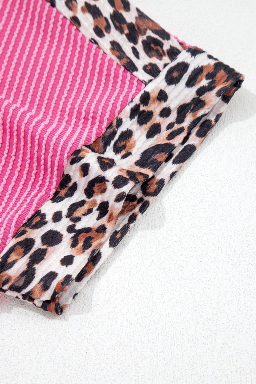 Sachet Pink Leopard Trim Twist Ribbed Short Set