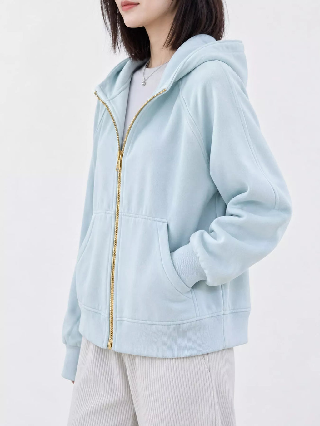 Zip Up Raglan Sleeve Hoodie