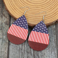 Stars and Stripes Faux Leather Teardrop Earrings