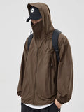 Men's Plus Size Lightweight Hooded Windbreaker Jacket