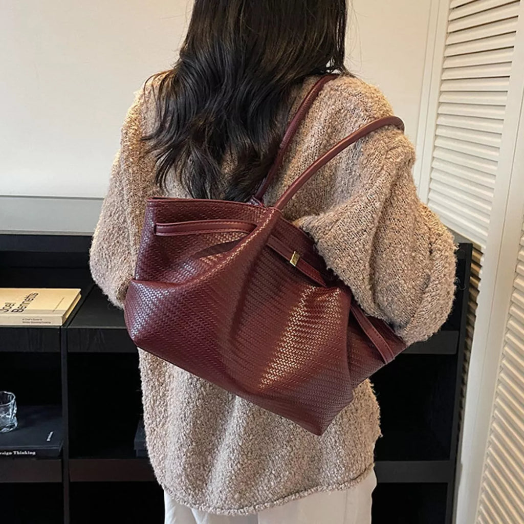 Textured Leather Shoulder Bag