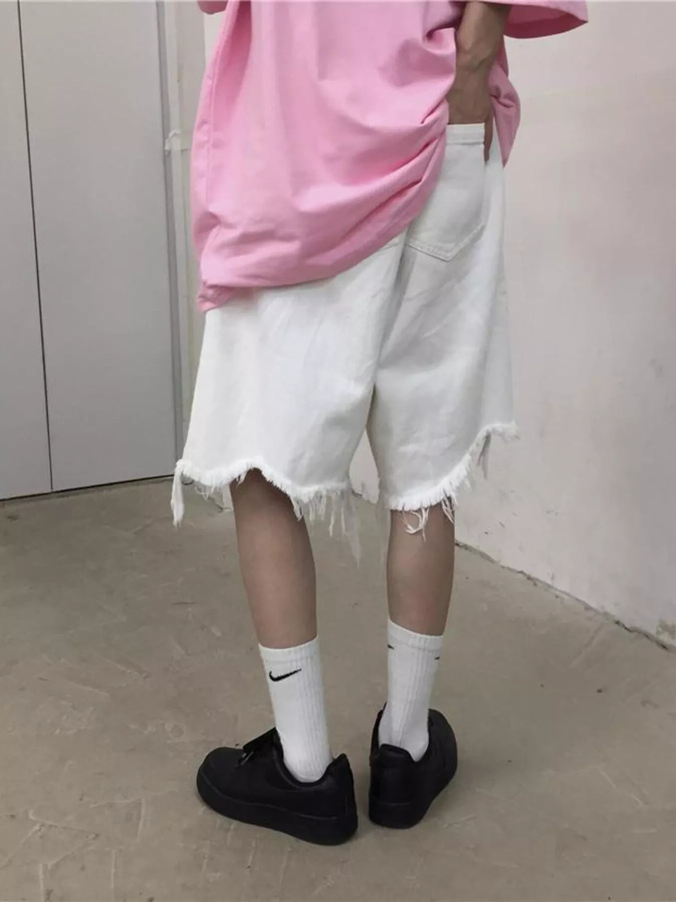 Men's Full Size Raw Hem Shorts Plus Size