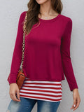 Layered Crew Neck Long Sleeve Striped T-Shirt