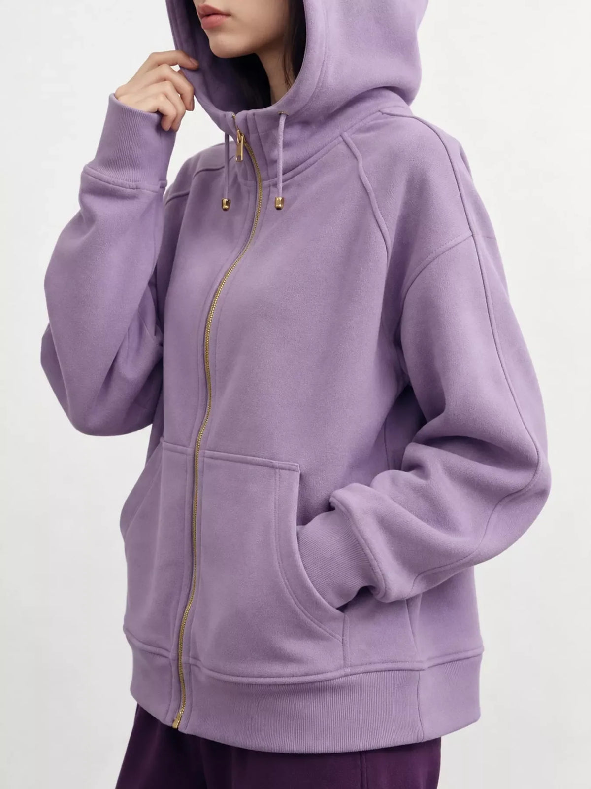 Zip Up Raglan Sleeve Hoodie