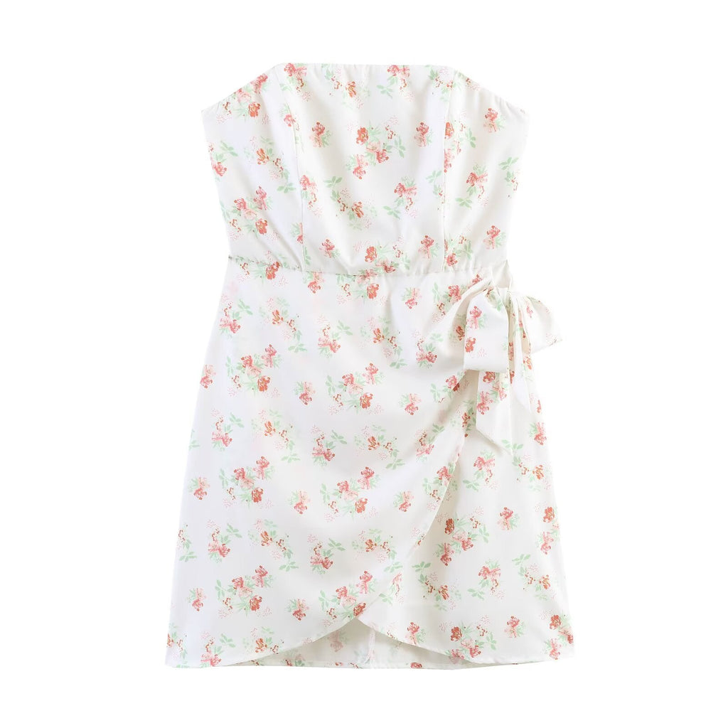 Spring Slim Fit Slimming Wrapped Chest Printed Dress