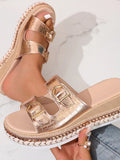 Platform Double Buckle Sandals