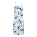 Women Clothing Spring Holiday Backless Spaghetti Strap Floral Print Midi Dress