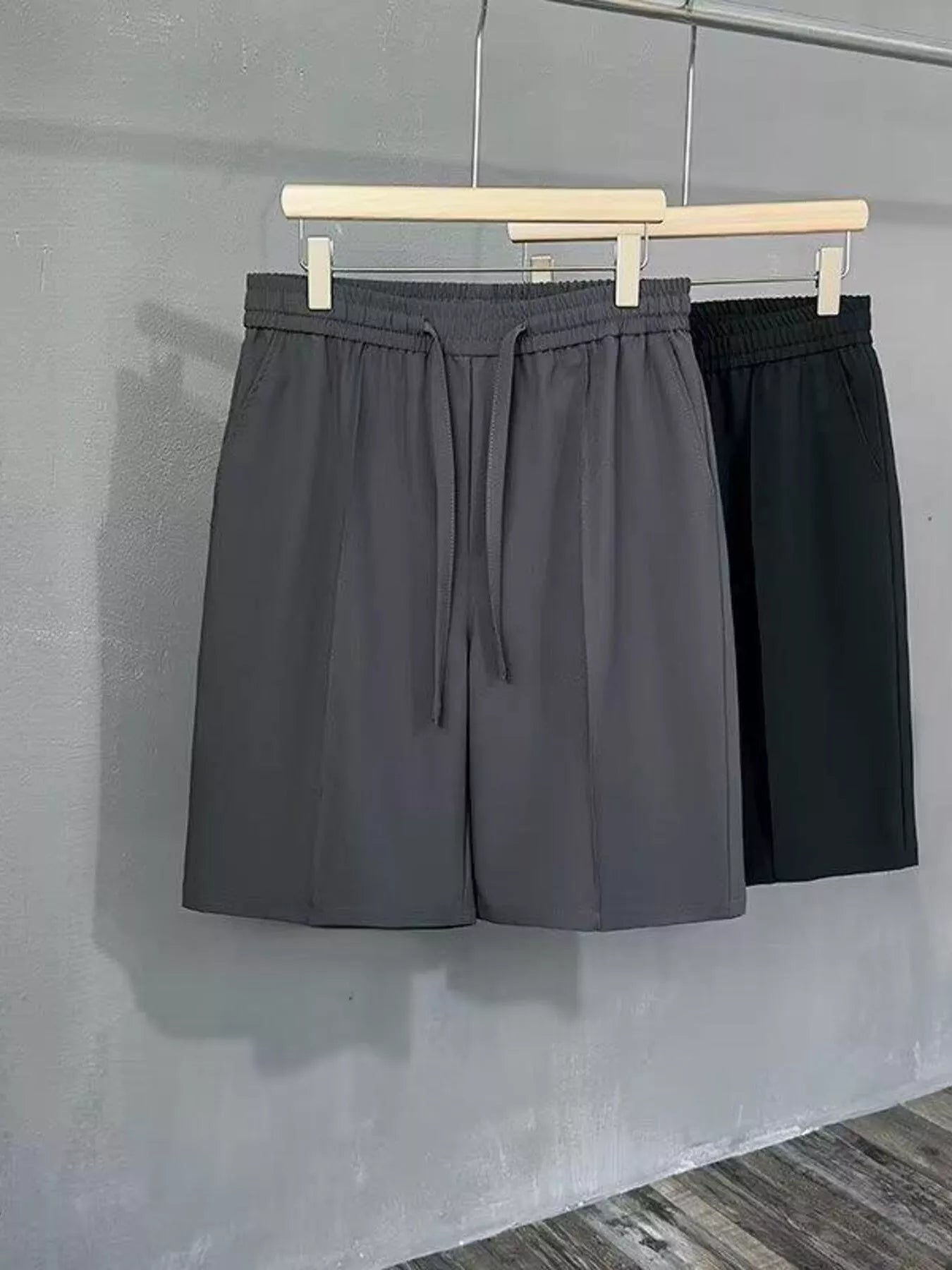 Men's Full Size Casual Drawstring Pleated Shorts Plus Size