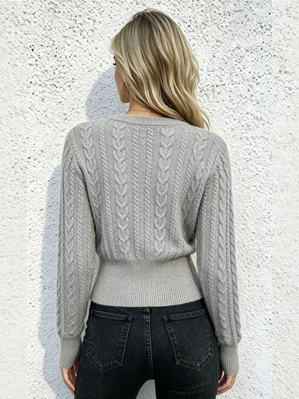 Cable Knit Zipper Detail Sweater