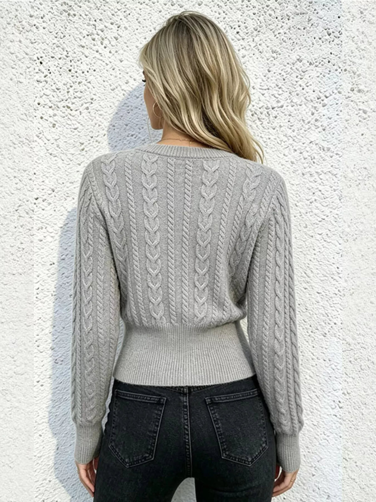 Cable Knit Zipper Detail Sweater
