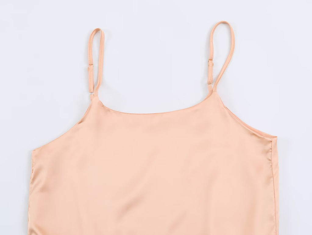 Women Clothing Summer Lace Silk Satin Texture Underwear Strap Dress