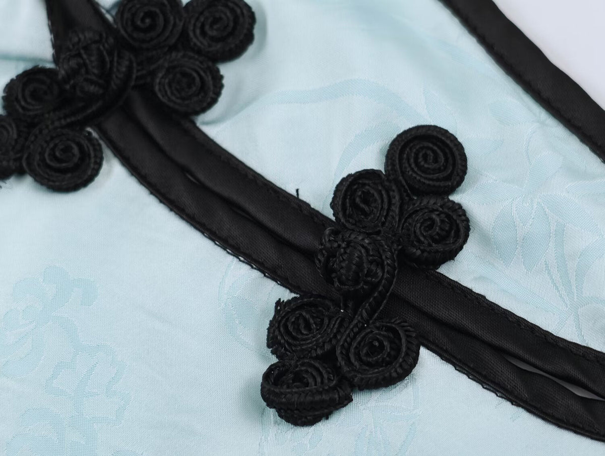 Women Clothing Cold Feeling Dark Pattern Jacquard Halter Improved Cheongsam Long Slimming Dress
