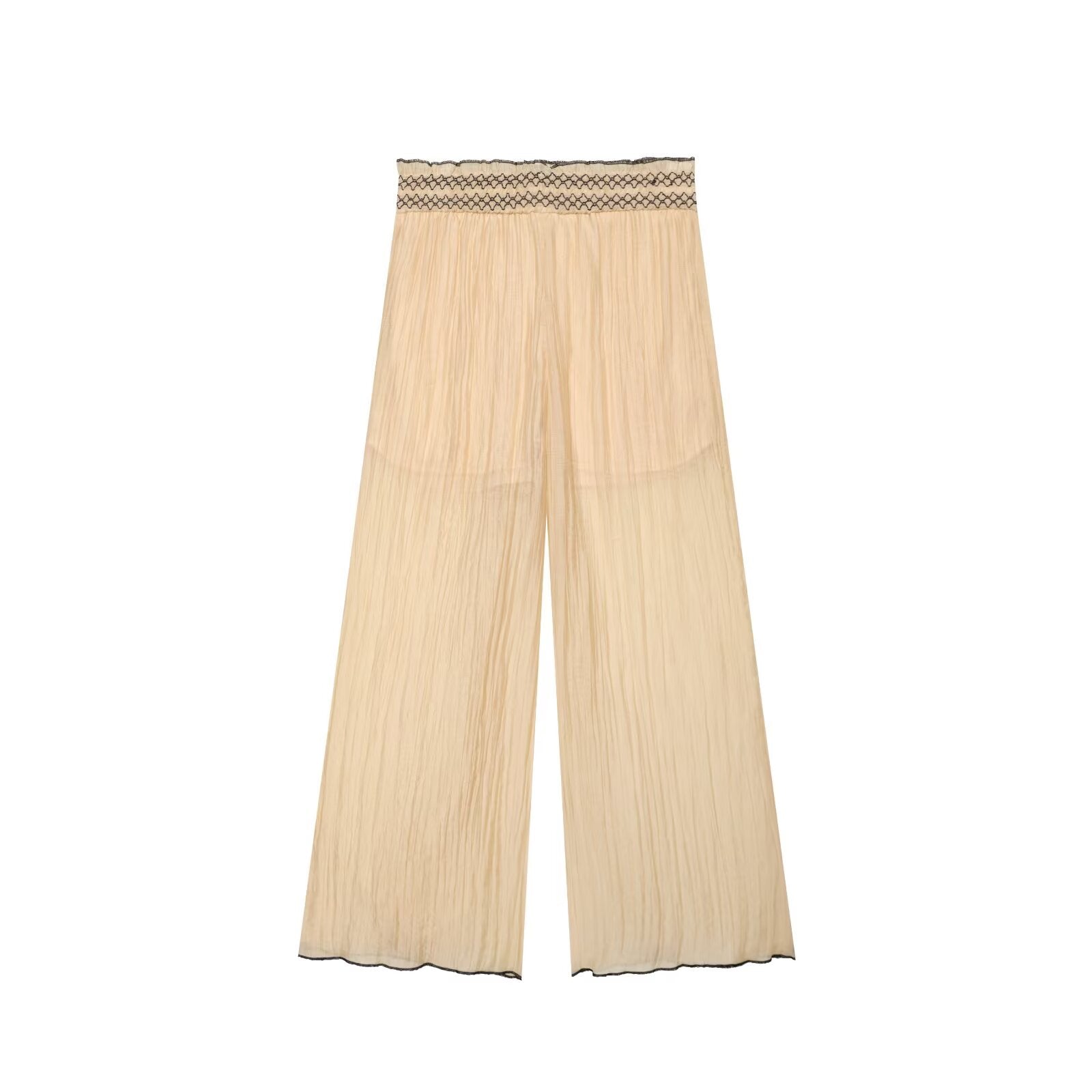 Women Clothing Color Contrast Stitching Vest Top Wide Leg Pant Sets