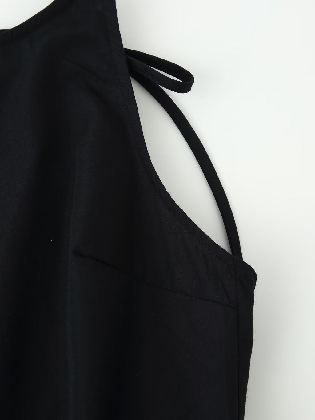 Women Clothing Minimalist Bow Tie Hanging Collar Midi Dress