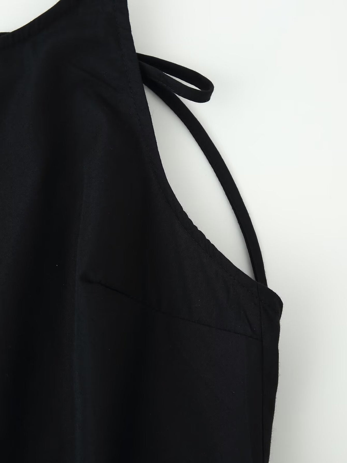 Women Clothing Minimalist Bow Tie Hanging Collar Midi Dress