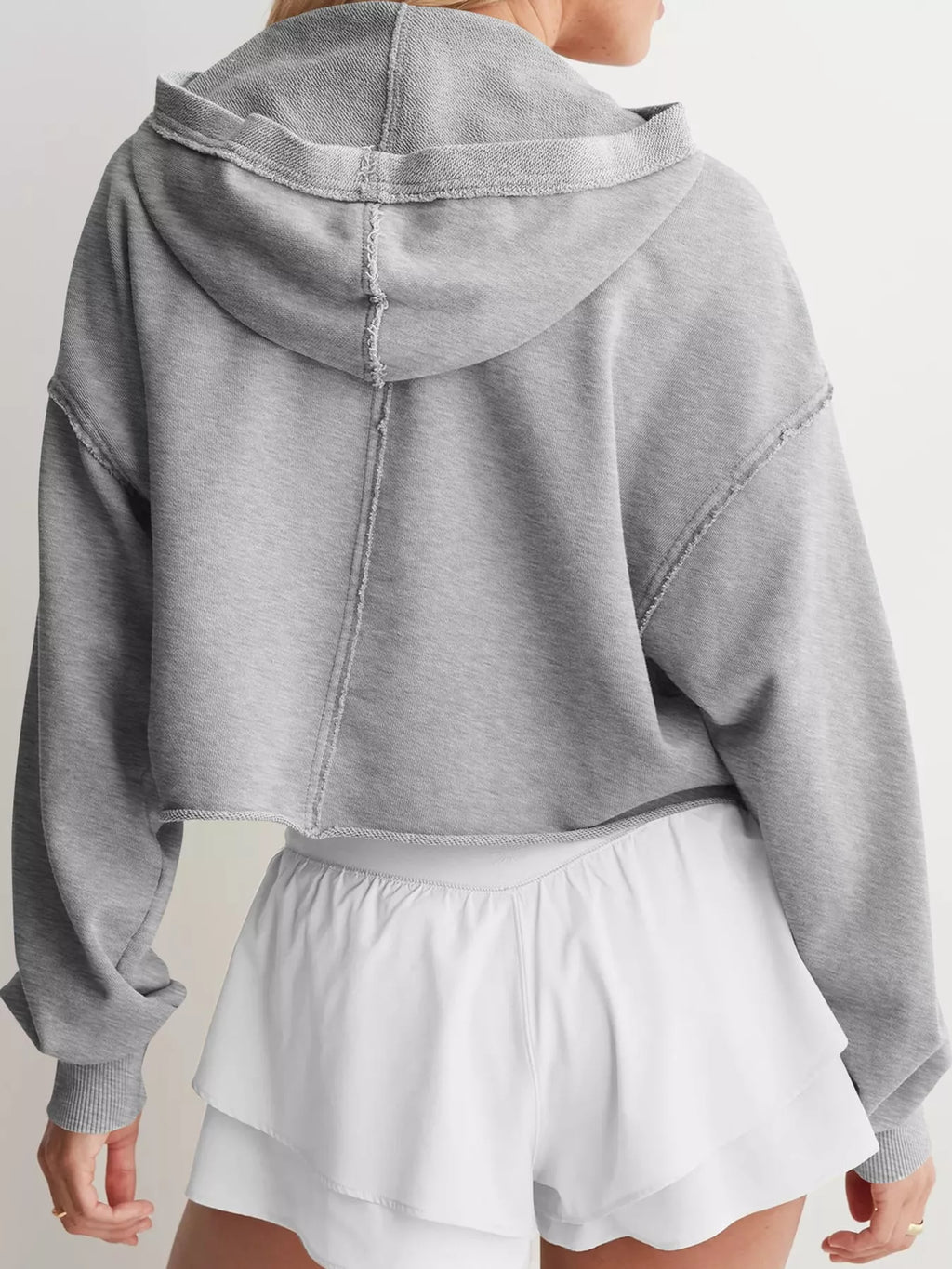 Dropped Shoulder Cropped Hoodie