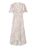 Women Clothing Summer Sweet Niche round Neck Polka Dot Print Stringy Selvedge Dress
