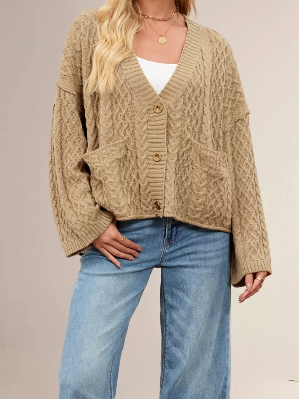 Cozy Cable Knit Cardigan with Pockets