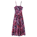 Women Clothing Autumn Sexy Printed Waist Strap Large Swing Dress