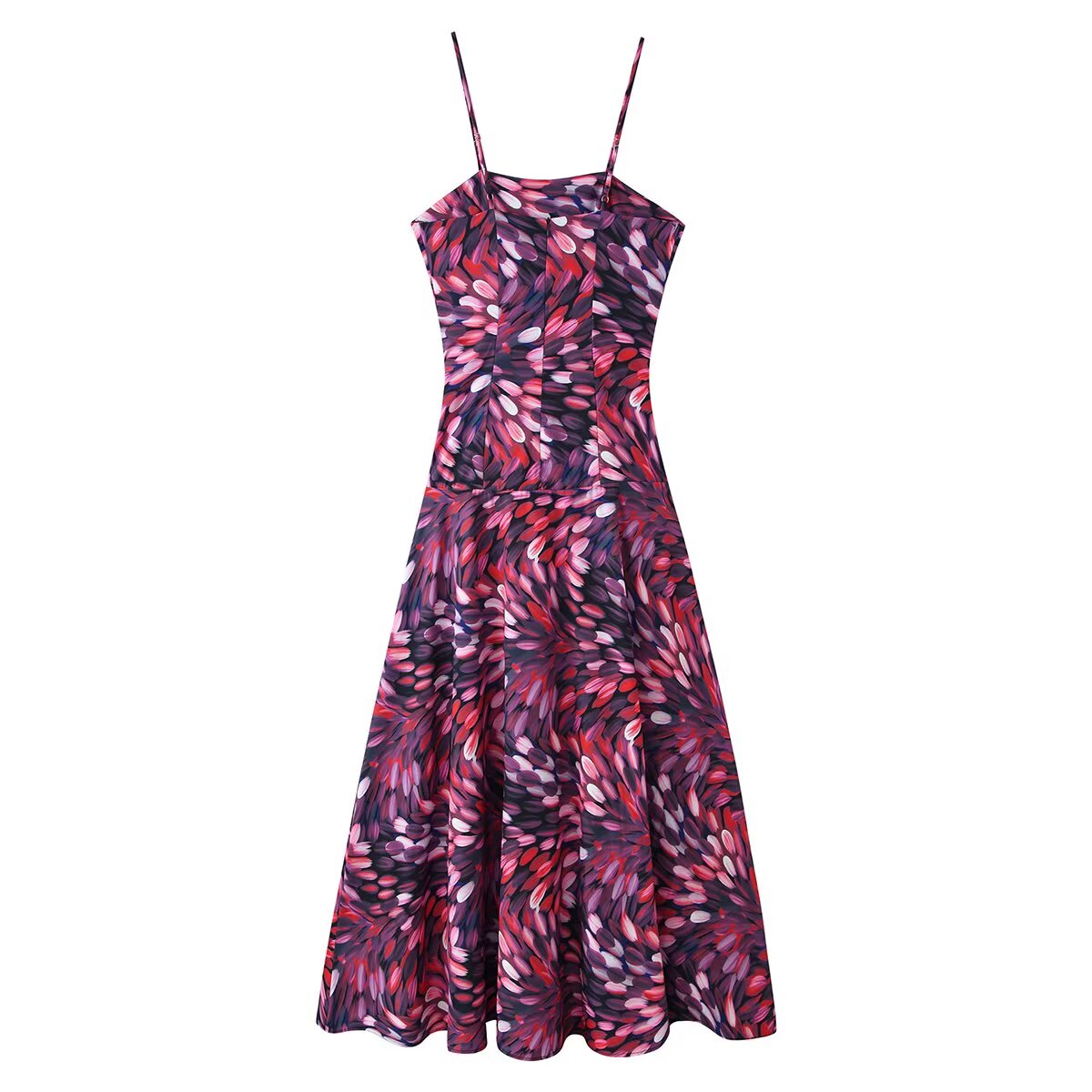 Women Clothing Autumn Sexy Printed Waist Strap Large Swing Dress