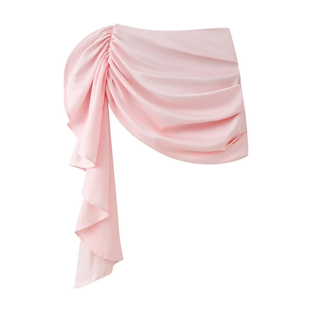 Summer Women Clothing Sexy Casual Irregular Asymmetric Ribbon Ruffle Hip Skirt