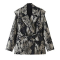 Women Clothing Summer Design Texture Pattern Belt Loose Blazer