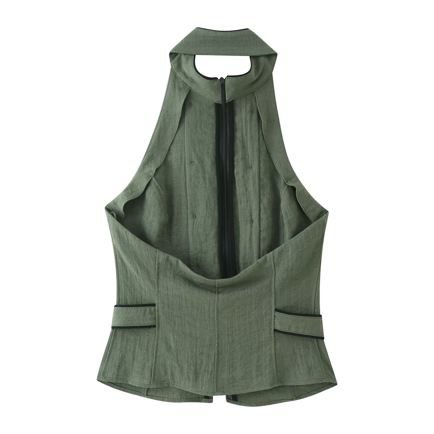 Women Clothing All Match Elegant Backless Hanging Collar Top