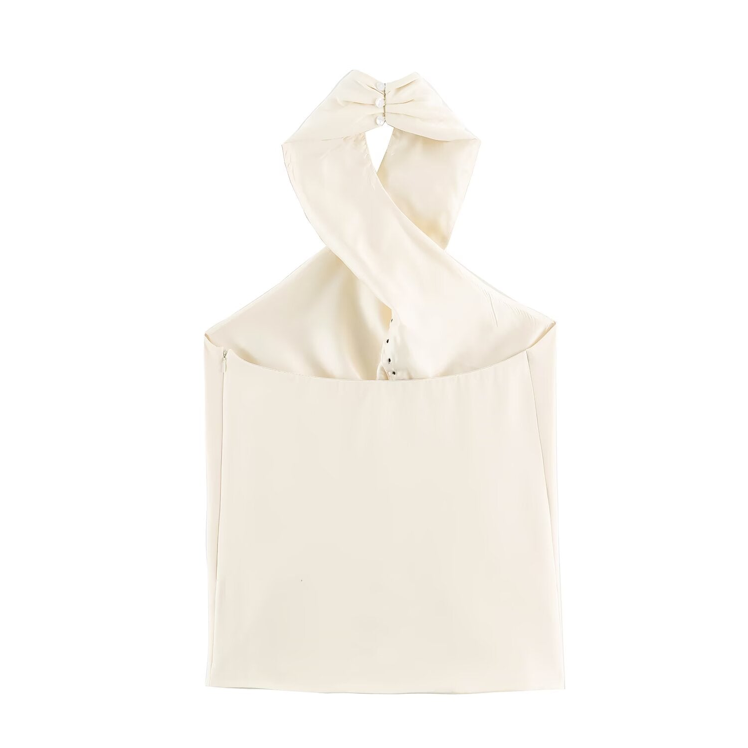 Women Clothing Autumn Stylish Graceful Simple Double Breasted Hanging Collar Vest