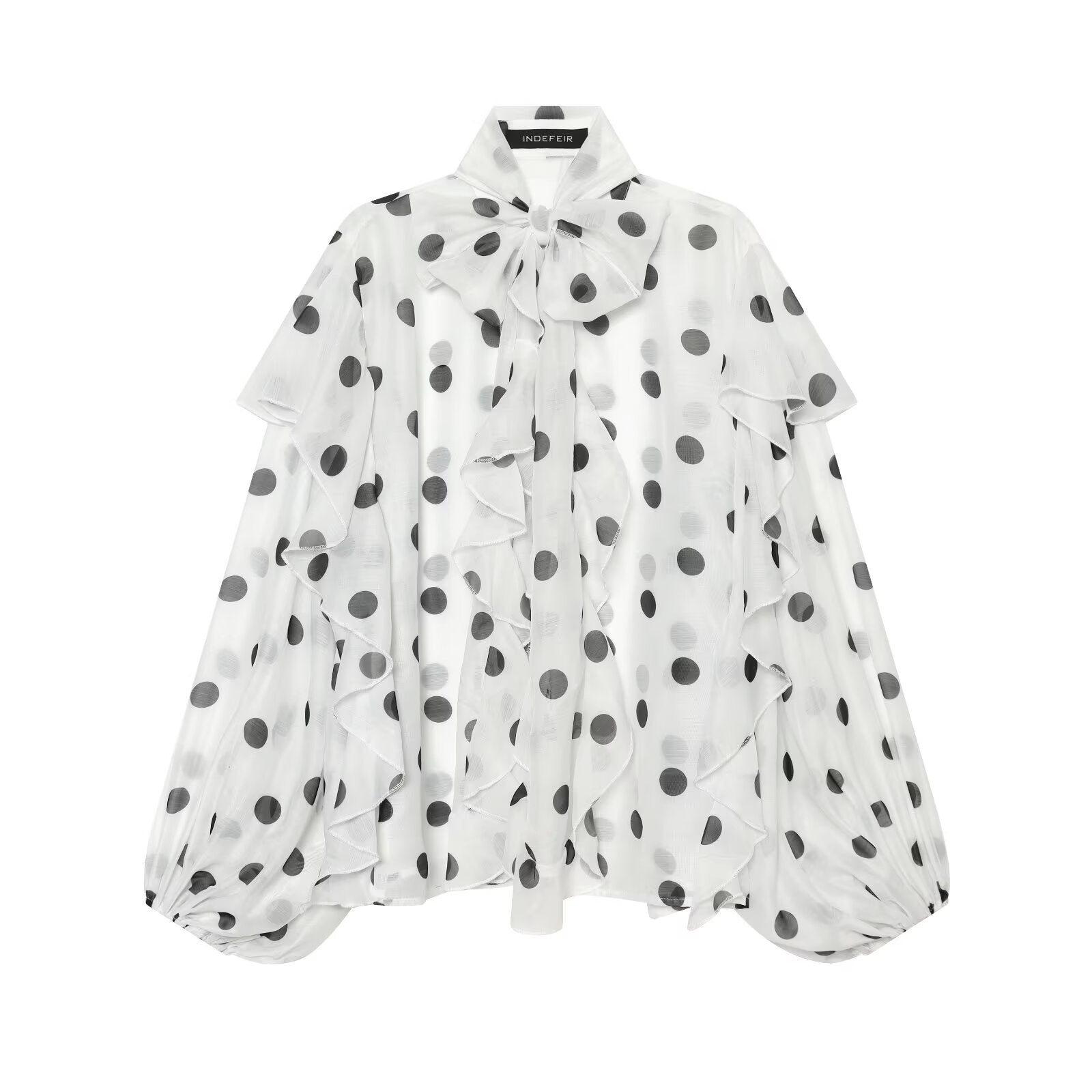 Summer Slimming Patchwork Polka Dot Shirt Women Long Sleeved High End Long Sleeved Top