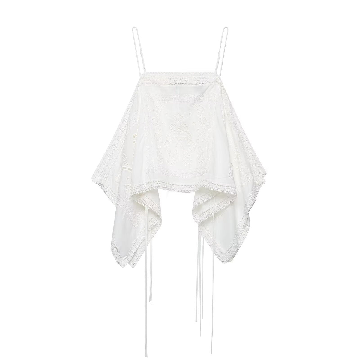 Solid Color Summer Design Hollow Out Cutout Embroidered Camisole