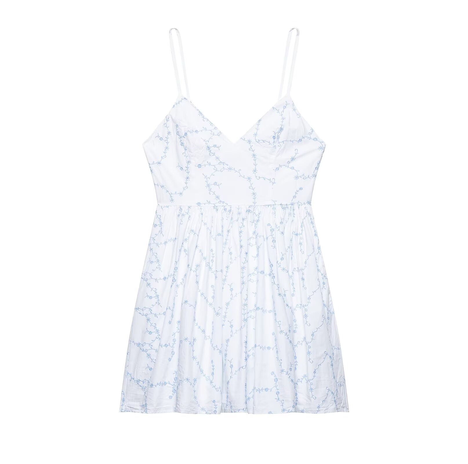 Women Clothing Autumn Sweet Fresh Embroidered Poplin Dress