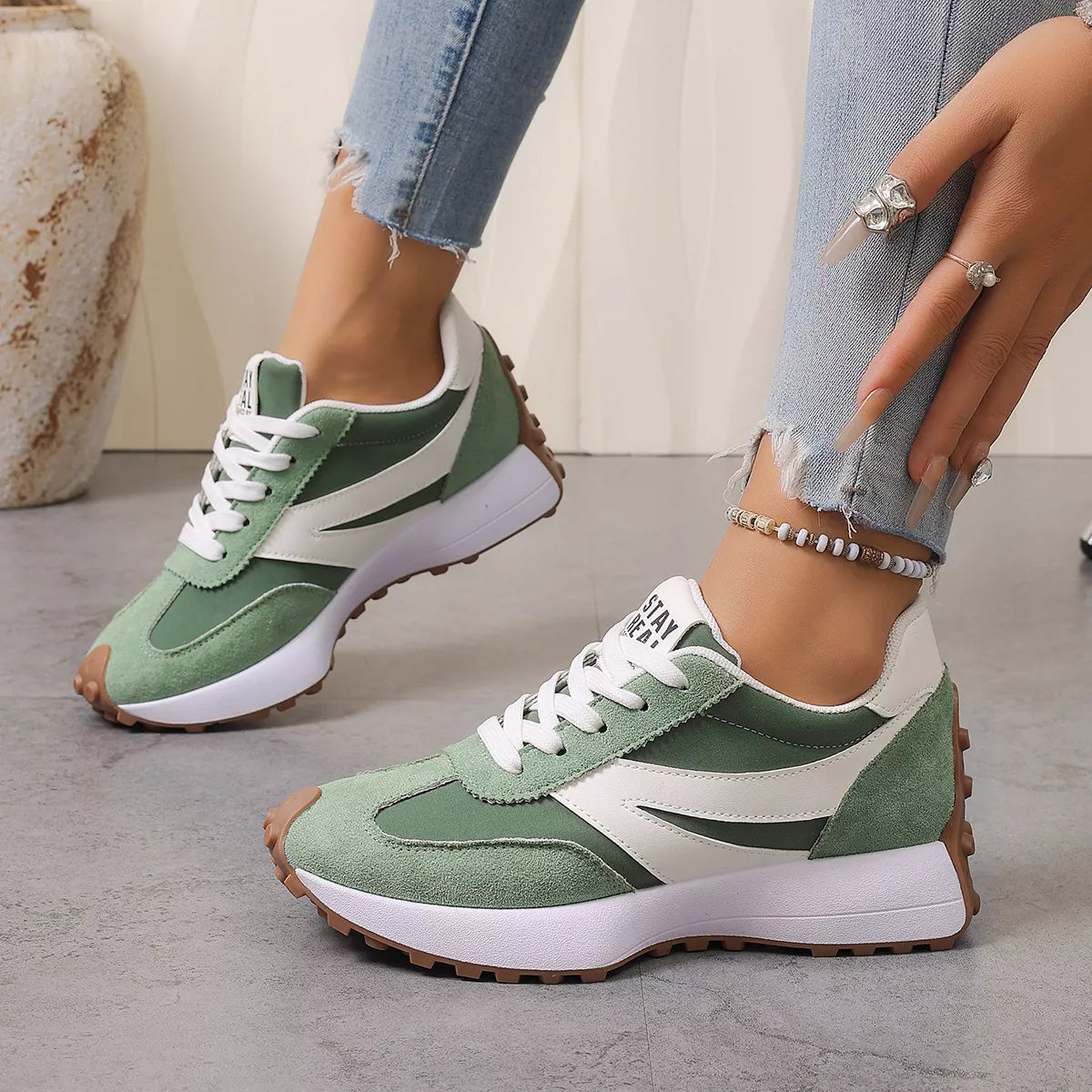 Color‑Blocked Platform Casual Sneakers