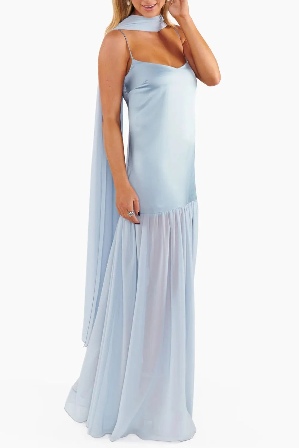 Adjustable Strap Maxi Cami Dress with Scarf