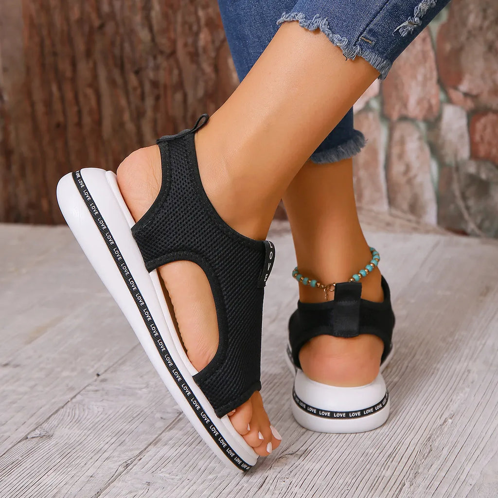 Mesh Open Toe Platform Sandals
