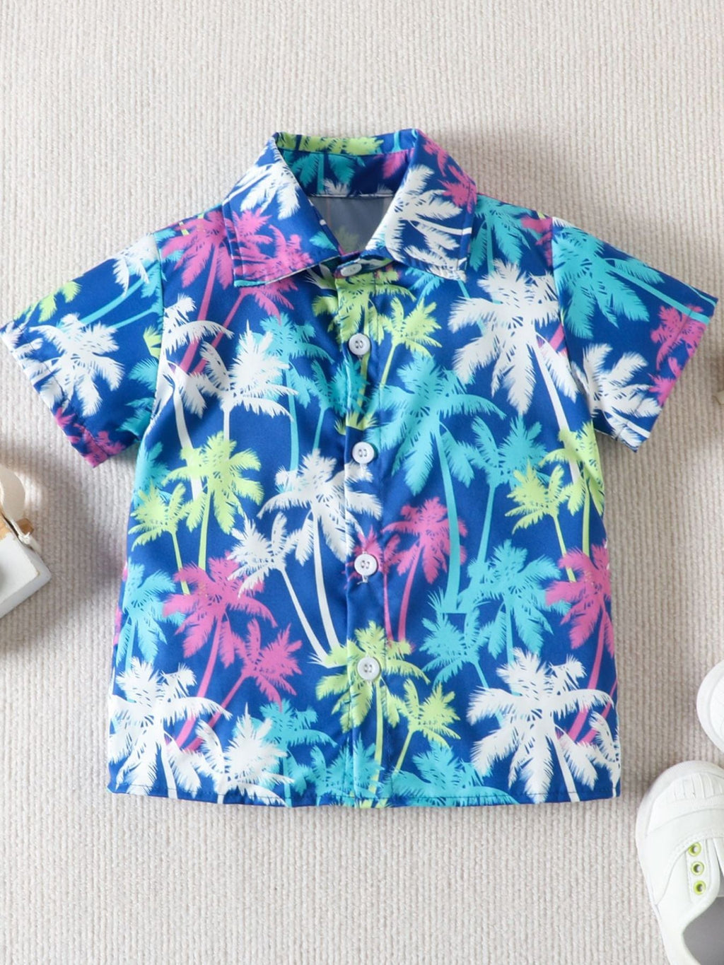 Children's Tropical Print Button-Up Shirt & Shorts Set