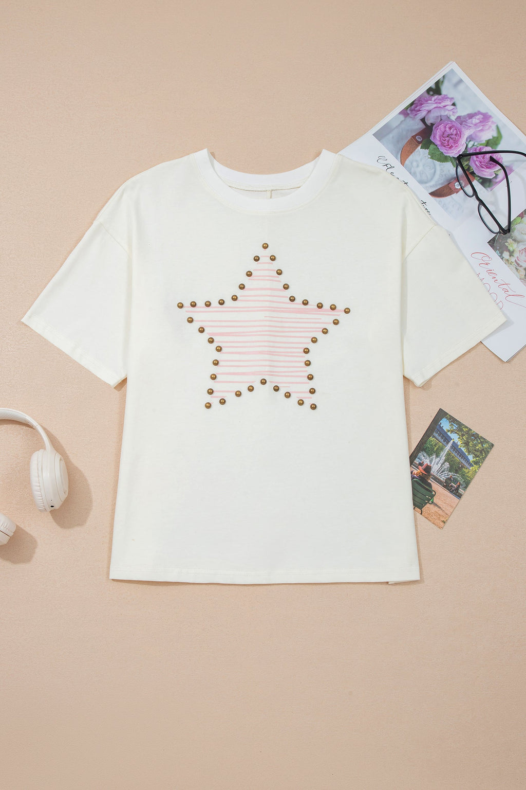 Western Star Studded Detail Short Sleeve Top