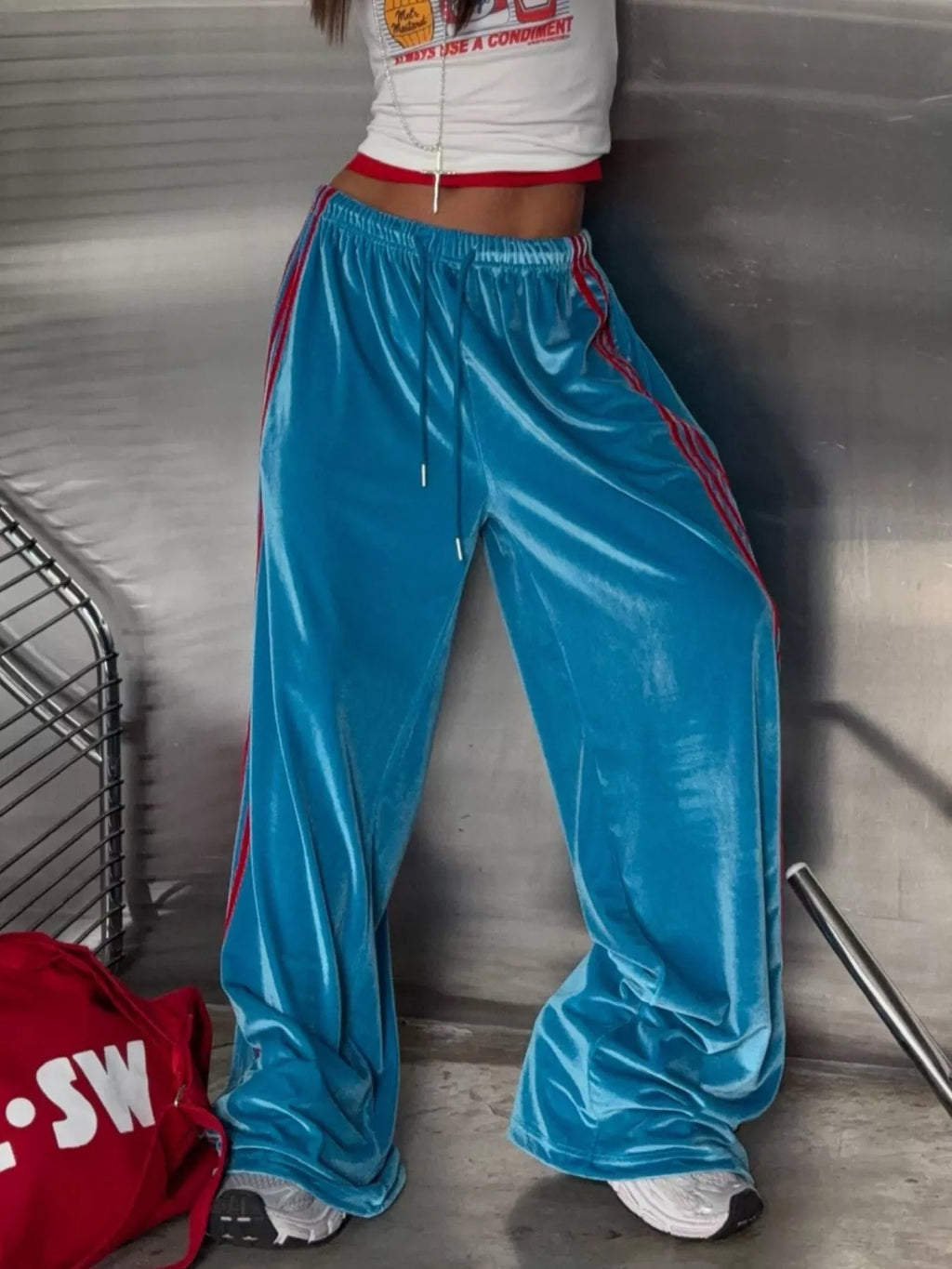 Velvet Wide-Leg Pants