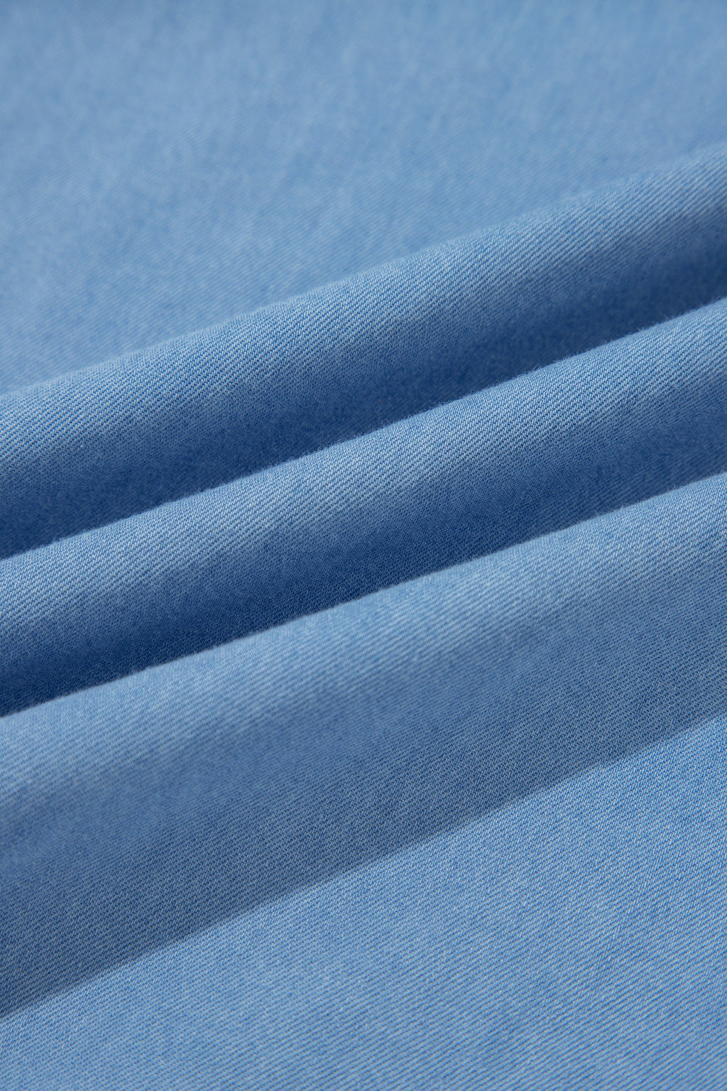 Beau Blue Western Ruffle V Neck Long Sleeve Chambray Blouse