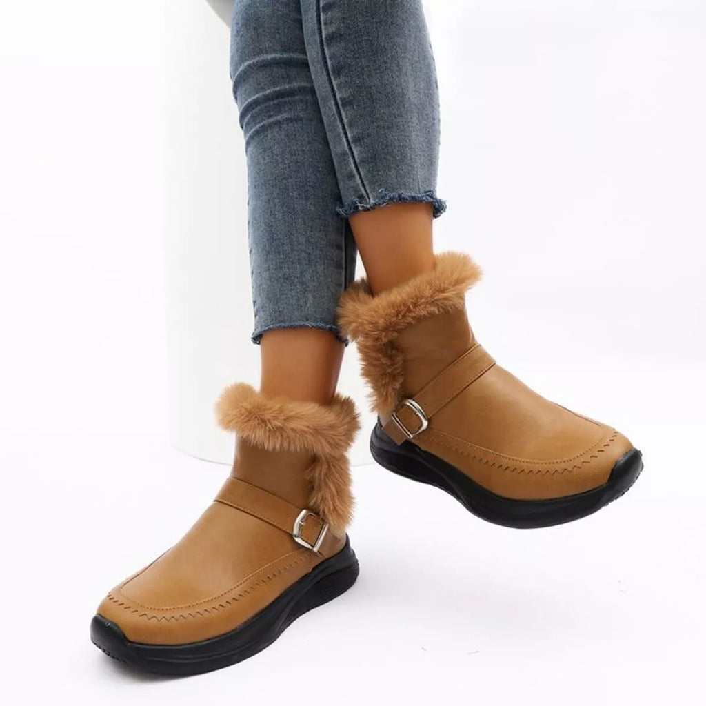 Faux Fur Buckle Boots