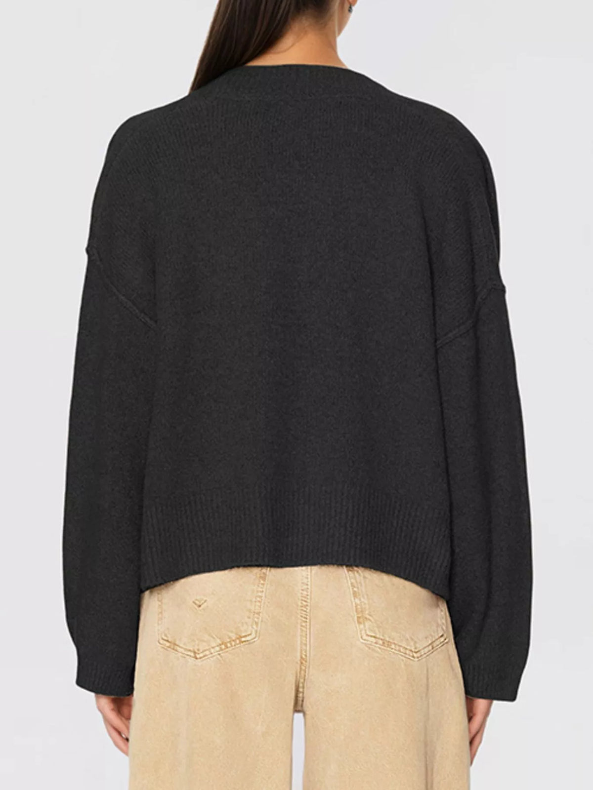 Gold Buttons V-Neck Cardigan