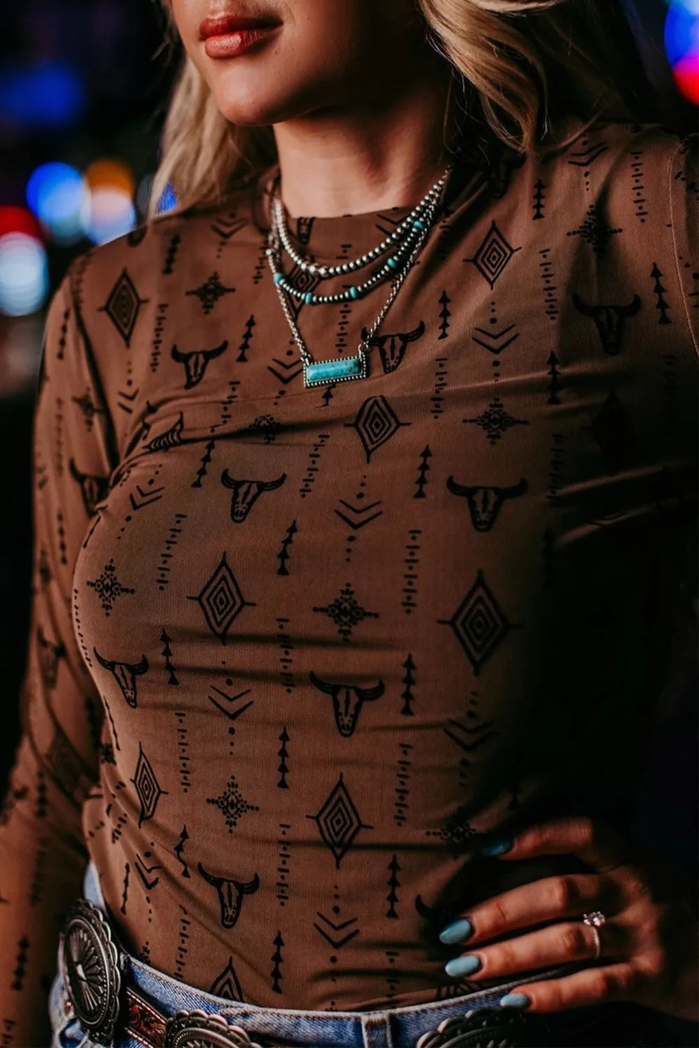 Western-Inspired Long Sleeve T-Shirt
