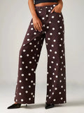 Polka Dot Wide-Leg Jeans