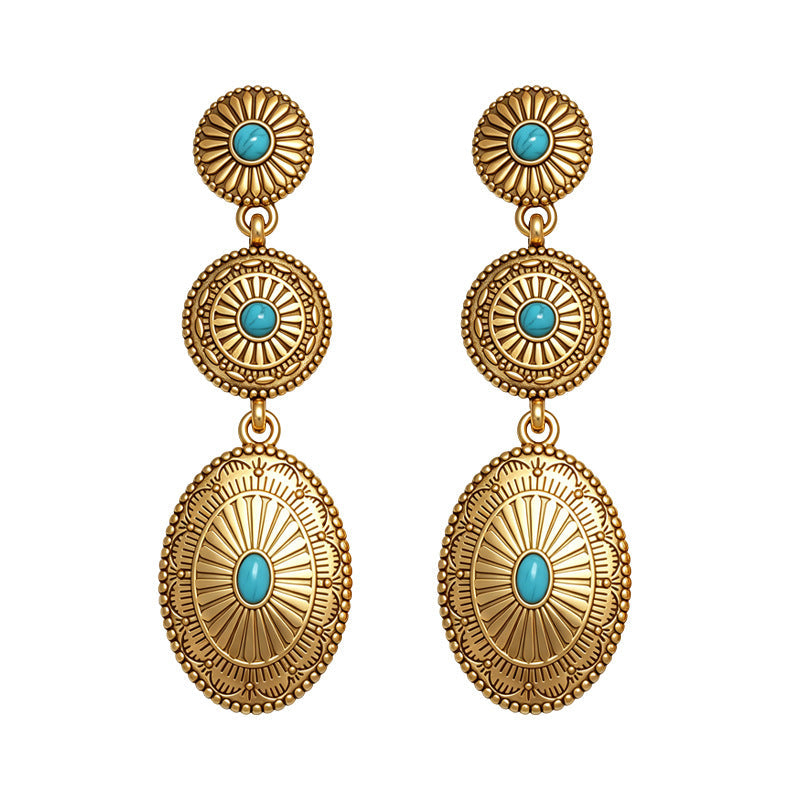 Retro Tassel Teardrop Long-chain Stud Earrings