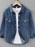 Men's Plus Size Button Up Long Sleeve Denim Shirt